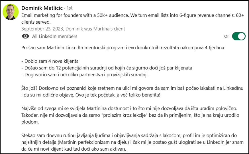 Primjer preporuke: Dominik