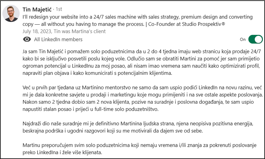Primjer preporuke: Tin