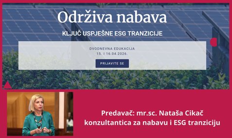 Održiva nabava - karika ESG tranzicije  2 dnevna edukacija 15. i 16.04.2026.