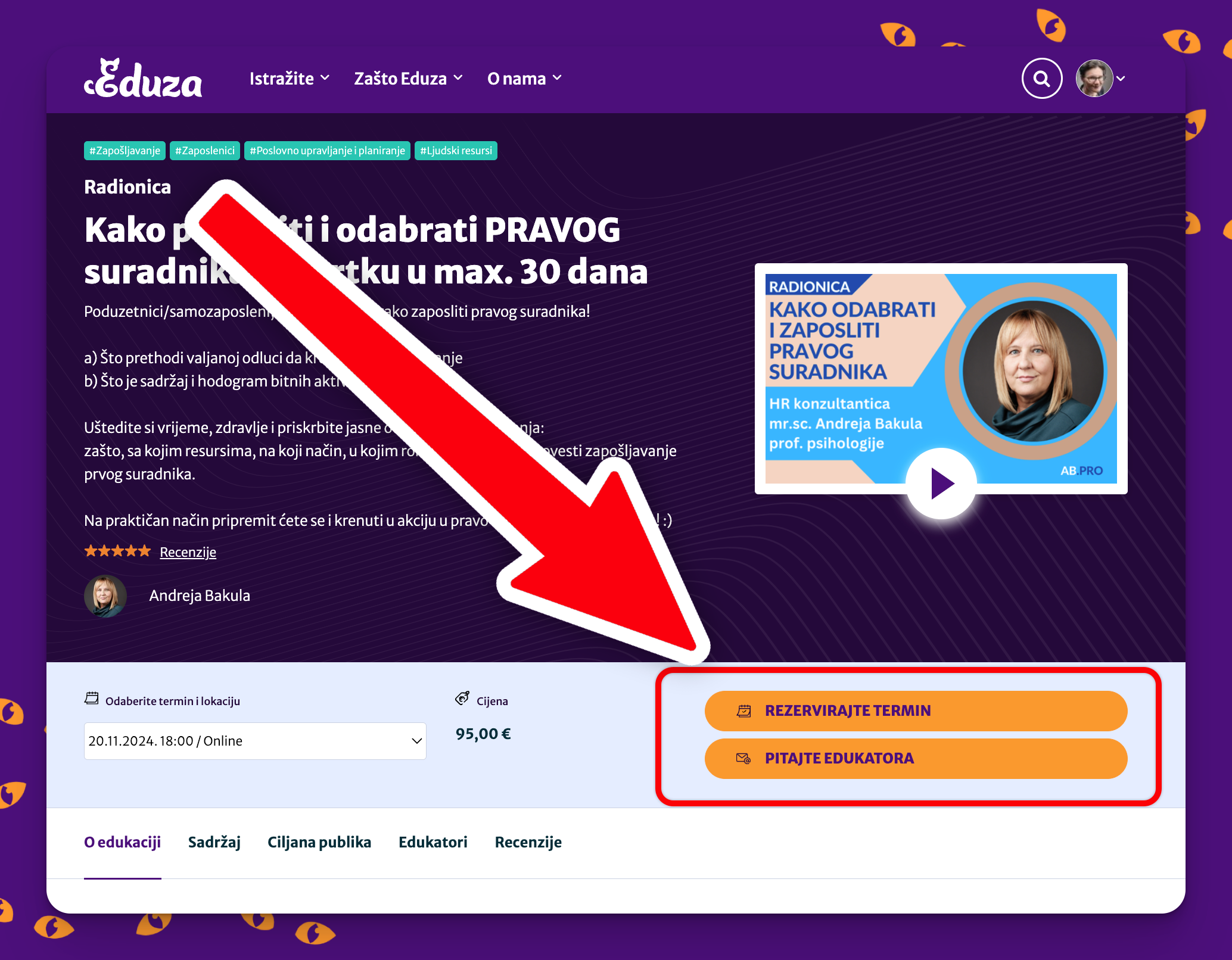 Proces online rezervacija i upita na Eduzi