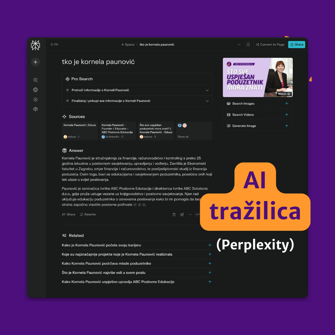 Primjer odgovora AI tražilice koja preporučuje stručnjaka